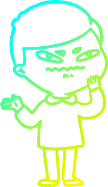 Bir insan tarafından çizilmiş kızgın bir adamın soğuk çizgi çizimi.