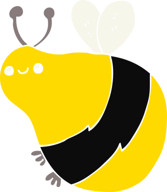 Bir insan tarafından çizilmiş düz renkli çizgi film arısı