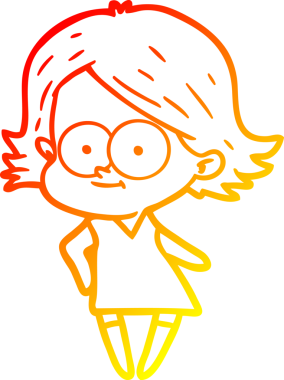 Bir insan tarafından çizilmiş mutlu bir çizgi film kızı çizimi