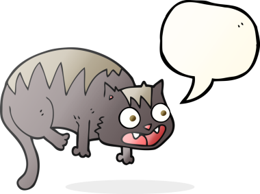 Bir insan tarafından çizilmiş serbest konuşma balonu çizgi film kedisi