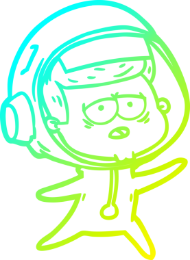 Bir insan tarafından çizilmiş soğuk gradyan çizgi çizimi yorgun astronot