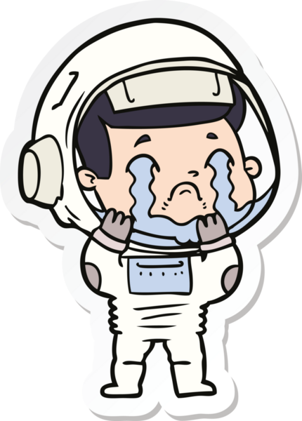 Bir insan tarafından çizilmiş ağlayan bir astronotun çıkartması.