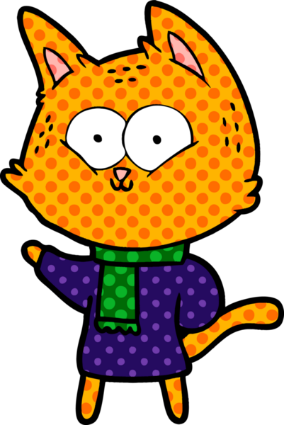 Bir insan tarafından çizilmiş çizgi film kedisi.