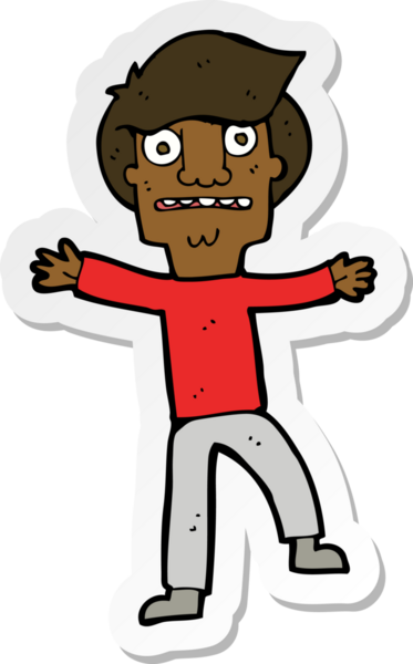 Bir insan tarafından çizilen panikleyen bir çizgi film çocuğunun çıkartması.