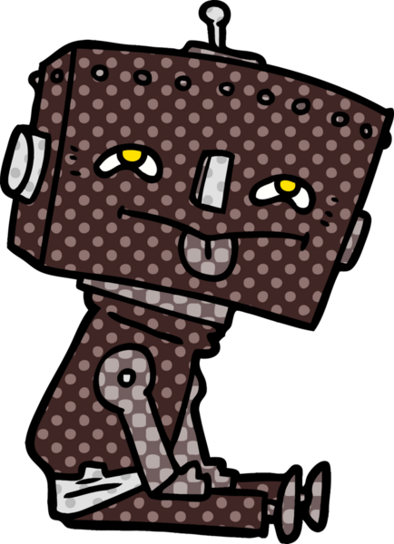 Bir insan tarafından çizilmiş çizgi film robotu