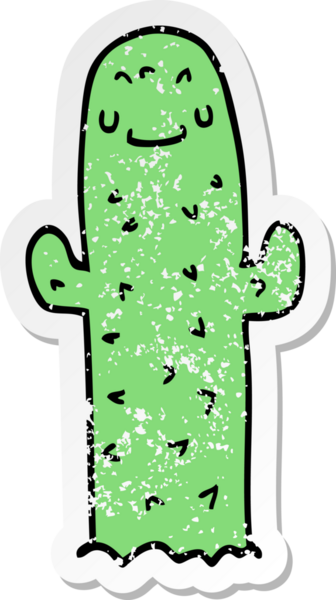 Bir insan tarafından çizilmiş bir kaktüsün sıkıntılı çıkartması.