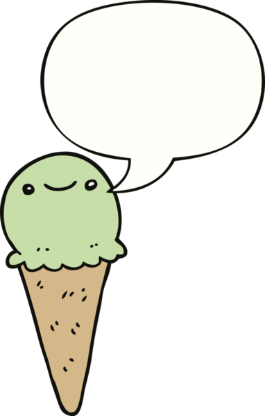 Bir insan tarafından çizilmiş konuşma balonlu çizgi film dondurması.