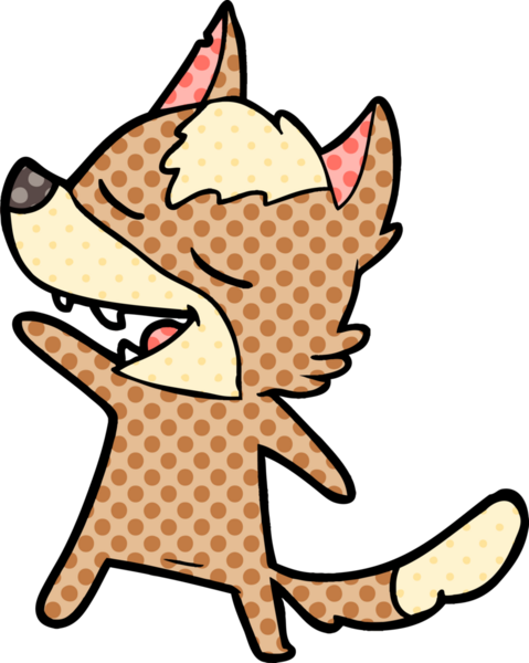 Bir insan tarafından çizilmiş gülen bir kurt.