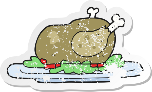 Bir insan tarafından çizilmiş pişmiş hindi çizgi filminin gerilimli yapıştırması.