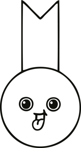 Bir insan tarafından çizilmiş altın madalyanın çizgi çizimi.