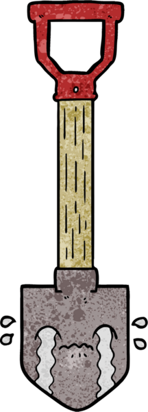 Bir insan tarafından çizilmiş ağlayan kürek.