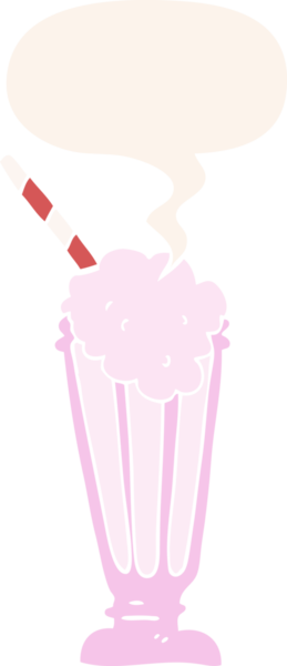 bir insan tarafından çizilmiş eski usul konuşma baloncuklu karikatür milkshake 'i