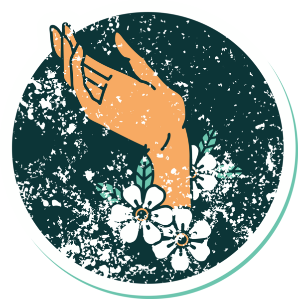 Bir insan tarafından çizilmiş sembolik dövmeli bir el resmi