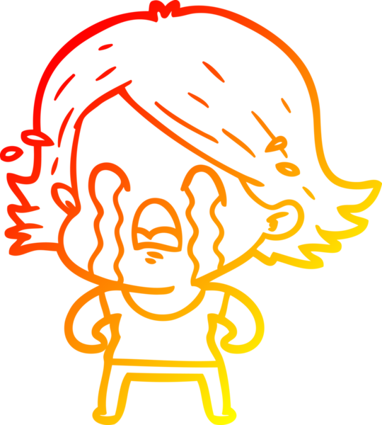 Bir insan tarafından çizilmiş, ağlayan bir çizgi kadın çizimi.