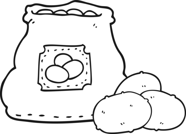 Bir insan tarafından çizilmiş bir patates çuvalı.