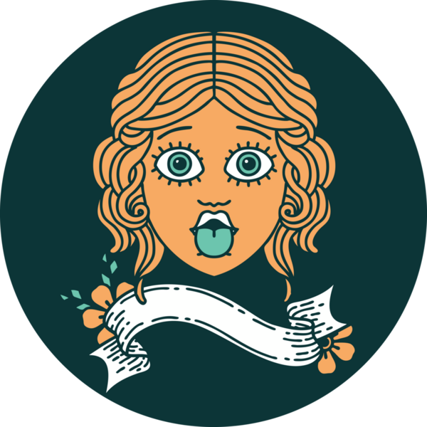 Bir insan tarafından çizilmiş, kadın yüzü dövmesi simgesi.