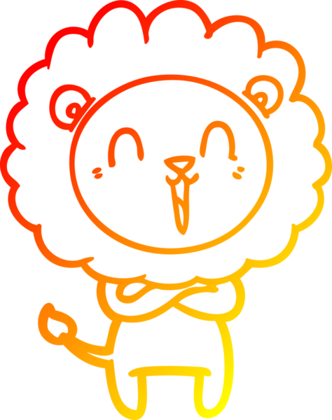 Bir insan tarafından çizilmiş gülen aslan karikatürü.