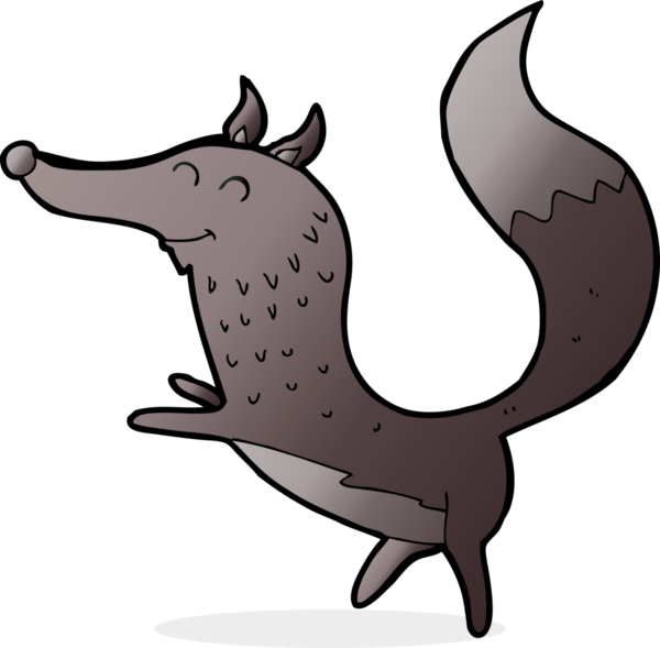 Bir insan tarafından çizilmiş mutlu bir kurt.