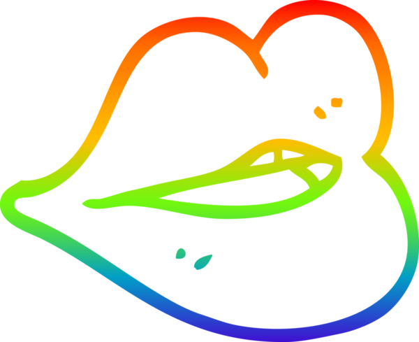 Bir insan tarafından çizilen kırmızı dudakların çizgi çizimi.