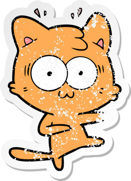 Bir karikatür çıkartması bir insan tarafından çizilmiş kediye şaşırttı.