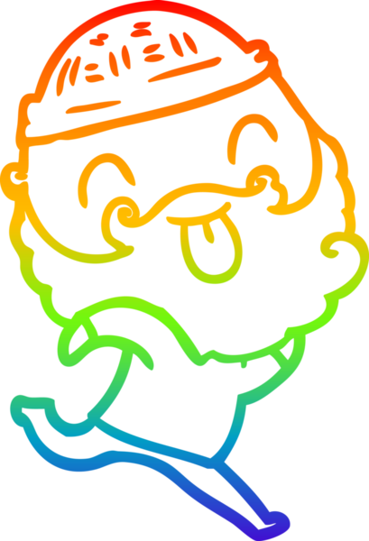 Gökkuşağı gradyan çizgisi, sakallı, koşan bir adamın bir insan tarafından çizilmiş dili.