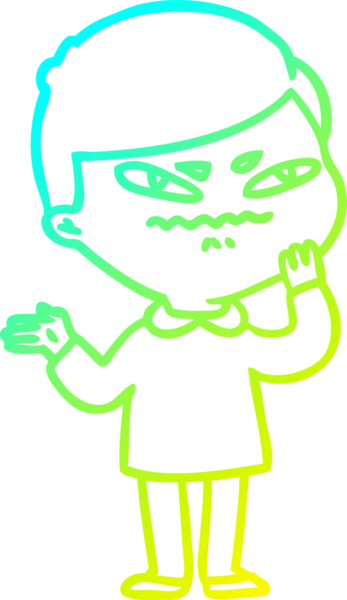 Bir insan tarafından çizilmiş kızgın bir adamın soğuk çizgi çizimi.