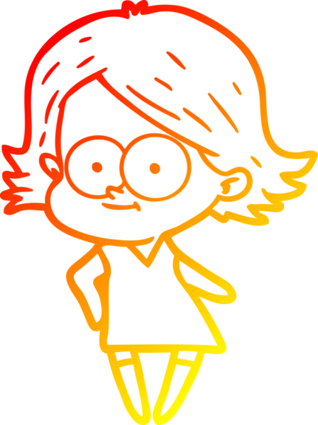 Bir insan tarafından çizilmiş mutlu bir çizgi film kızı çizimi