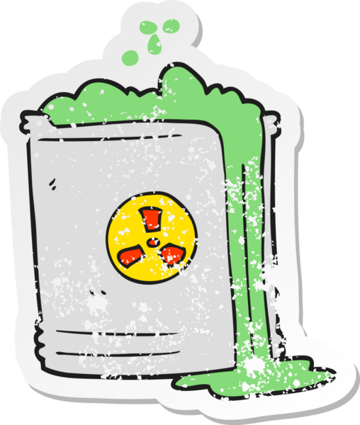 Bir insan tarafından çizilmiş radyoaktif atığın retro sıkıntılı yapıştırması.