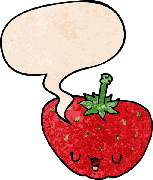 bir insan tarafından çizilmiş eski moda konuşma baloncuklu karikatür çileği