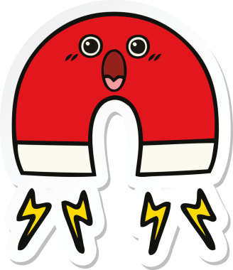 Bir insan tarafından çizilmiş şirin bir çizgi film mıknatısı etiketi.