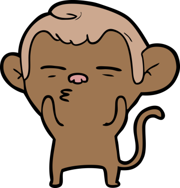 bir insan tarafından çizilmiş şüpheli maymun çizgi filmi