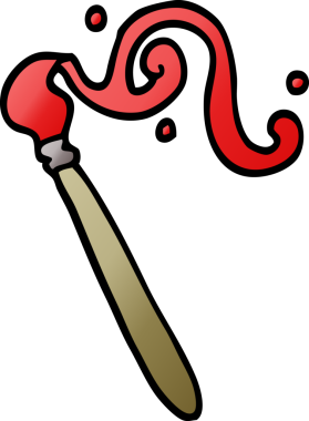 Bir insan tarafından çizilmiş karalama boya fırçası.