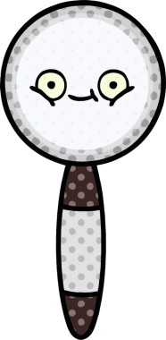 Bir insan tarafından çizilmiş bir büyüteçin çizgi roman tarzı karikatürü