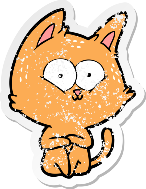 Bir insan tarafından çizilmiş karikatür bir kedinin sıkıntılı çıkartması.