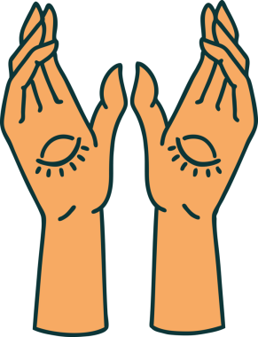 Bir insan tarafından çizilmiş mistik ellerin ikonik dövme şekli