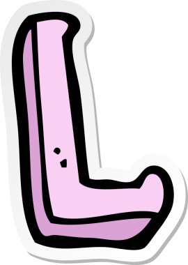 Bir insan tarafından çizilmiş L harfinin çıkartması.