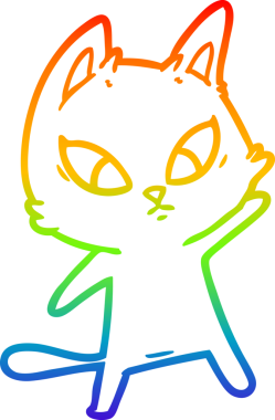 Bir insan tarafından çizilmiş kafası karışmış çizgi film kedisinin çizimi.