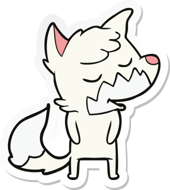 Bir insan tarafından çizilmiş dost canlısı bir tilkinin çıkartması.