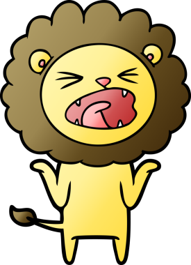 Bir insan tarafından çizilmiş çizgi film aslanı.