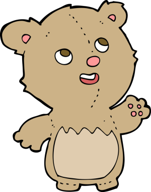 Bir insan tarafından çizilmiş mutlu küçük oyuncak ayı.