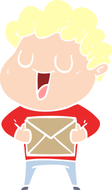 Gülen düz renkli çizgi film karakteri bir insan tarafından çizilmiş.