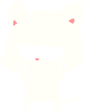 Sıkıcı düz renkli çizgi film kedisi bir insan tarafından çizildi