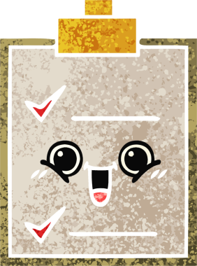 Bir insan tarafından çizilmiş bir kontrol listesinin retro illüstrasyon tarzı karikatürü