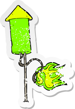 Bir insan tarafından çizilmiş bir havai fişeğin gerilimli çıkartması.