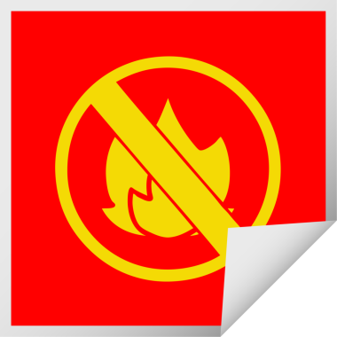 Kare soyulmuş karikatür insan tarafından çizilmiş bir ateş olmayan tabela.