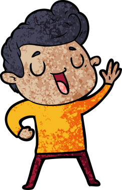 Bir insan tarafından çizilmiş mutlu çizgi film adamı.