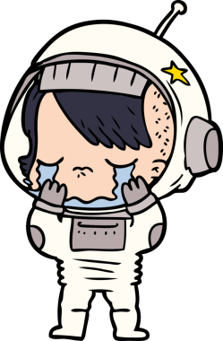 Bir insan tarafından çizilmiş ağlayan astronot kız.