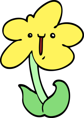 Bir insan tarafından çizilmiş karikatür çiçeği