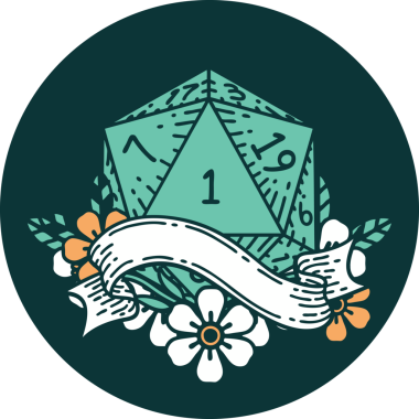 Bir insan tarafından çizilen bir d20 zar atma ikonu