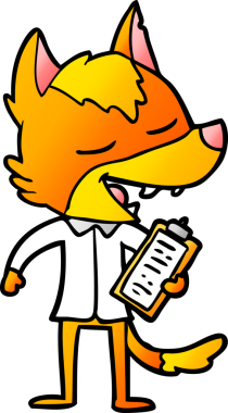 Bir insan tarafından çizilmiş tilki çizgi film karakteri